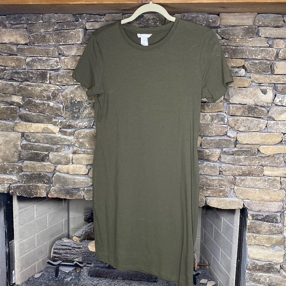 H&M | Dresses | Army Green T Shirt Dress | Poshmark